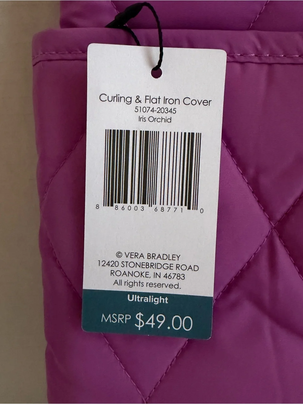 Vera Bradley Quilted Curling & Fat Iron Cover Iris Orchid
